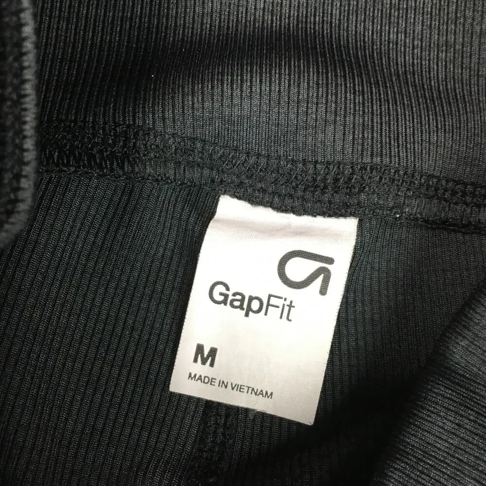 GapFit Ribbed Biker Shorts High Rise Stretch Black Womens Medium Athleisure